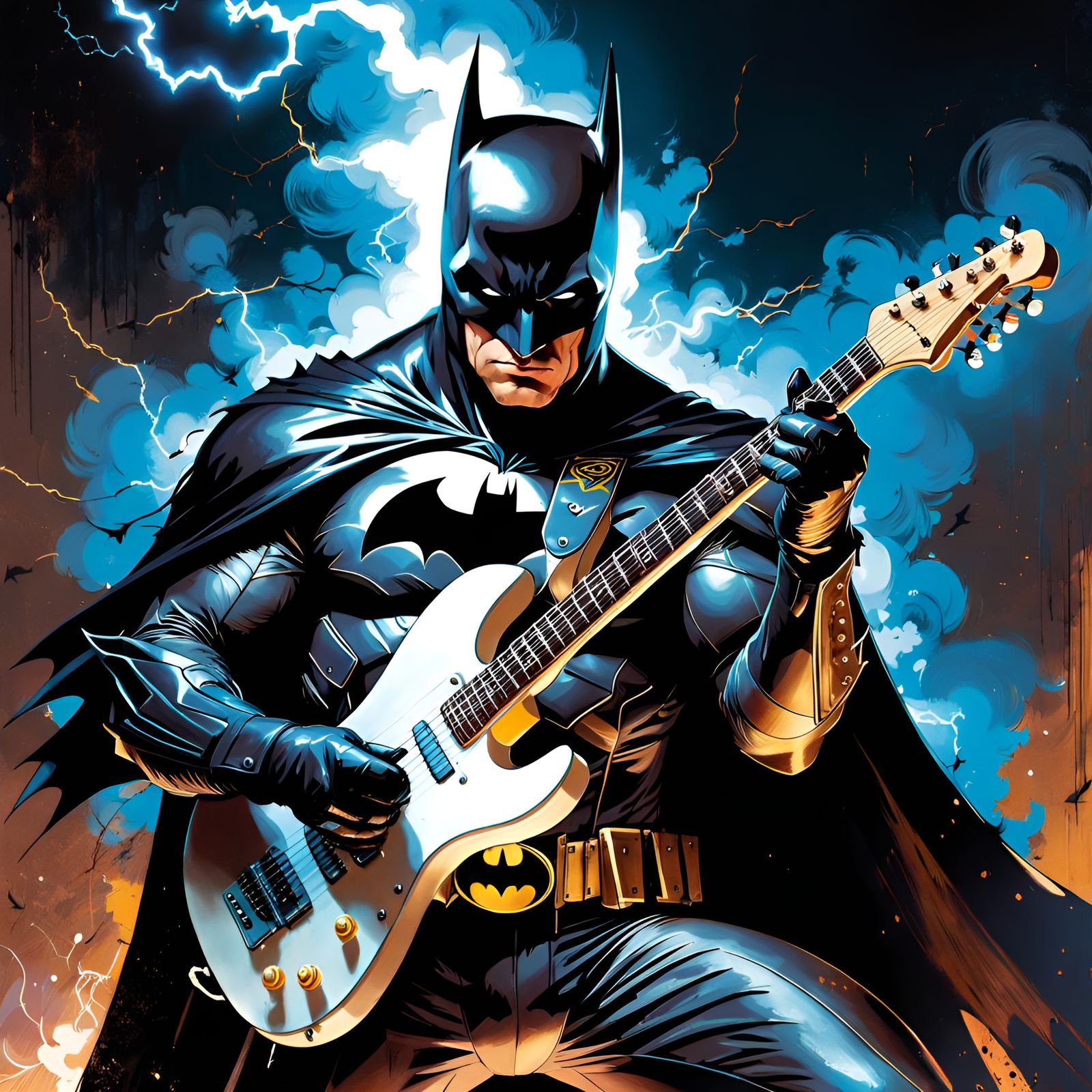 Batman Rocks Out: Pin-Up Style Portrait