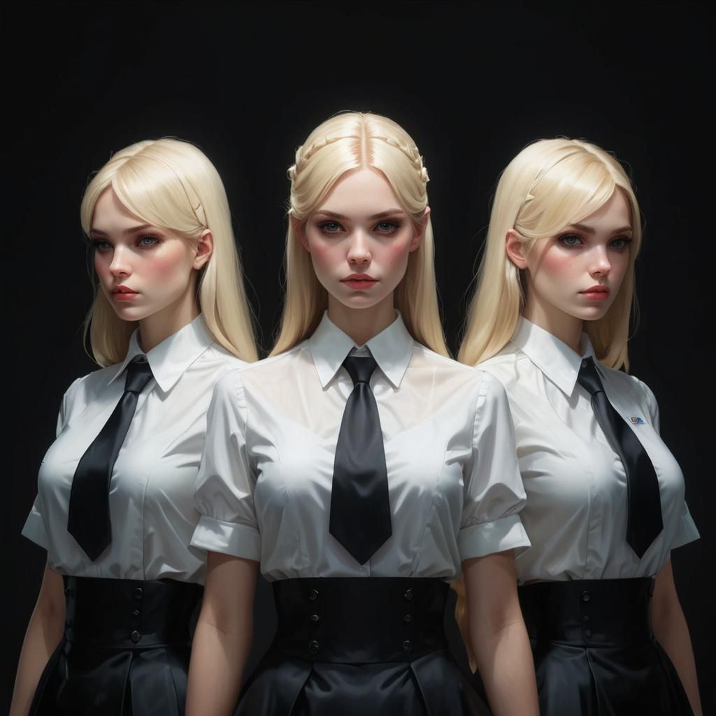 Creepy Identical Triplets in Hyperdetailed Art
