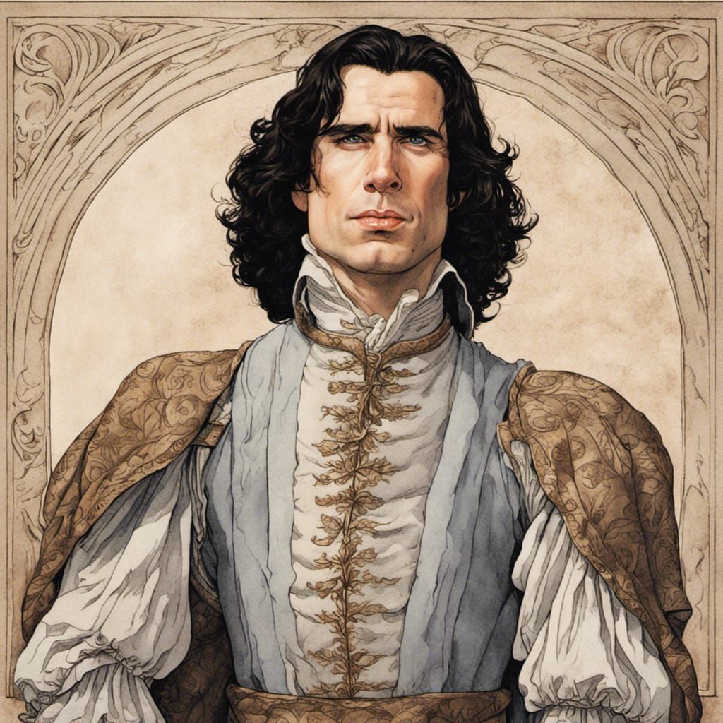 Travolta as 17th Century Man, Illustrated in Sensual Style