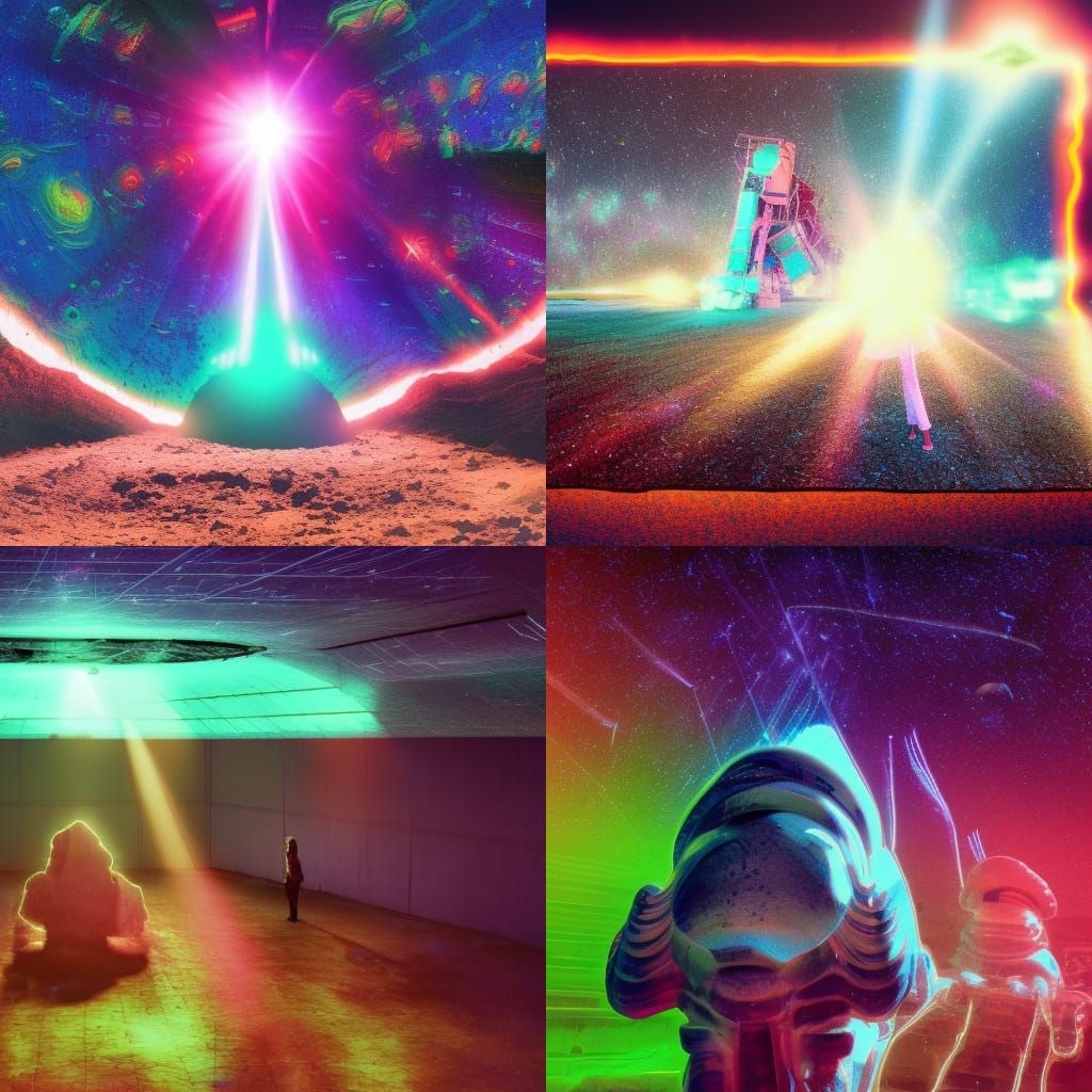 Cosmic Alien Activity in Retro Synthwave Style
