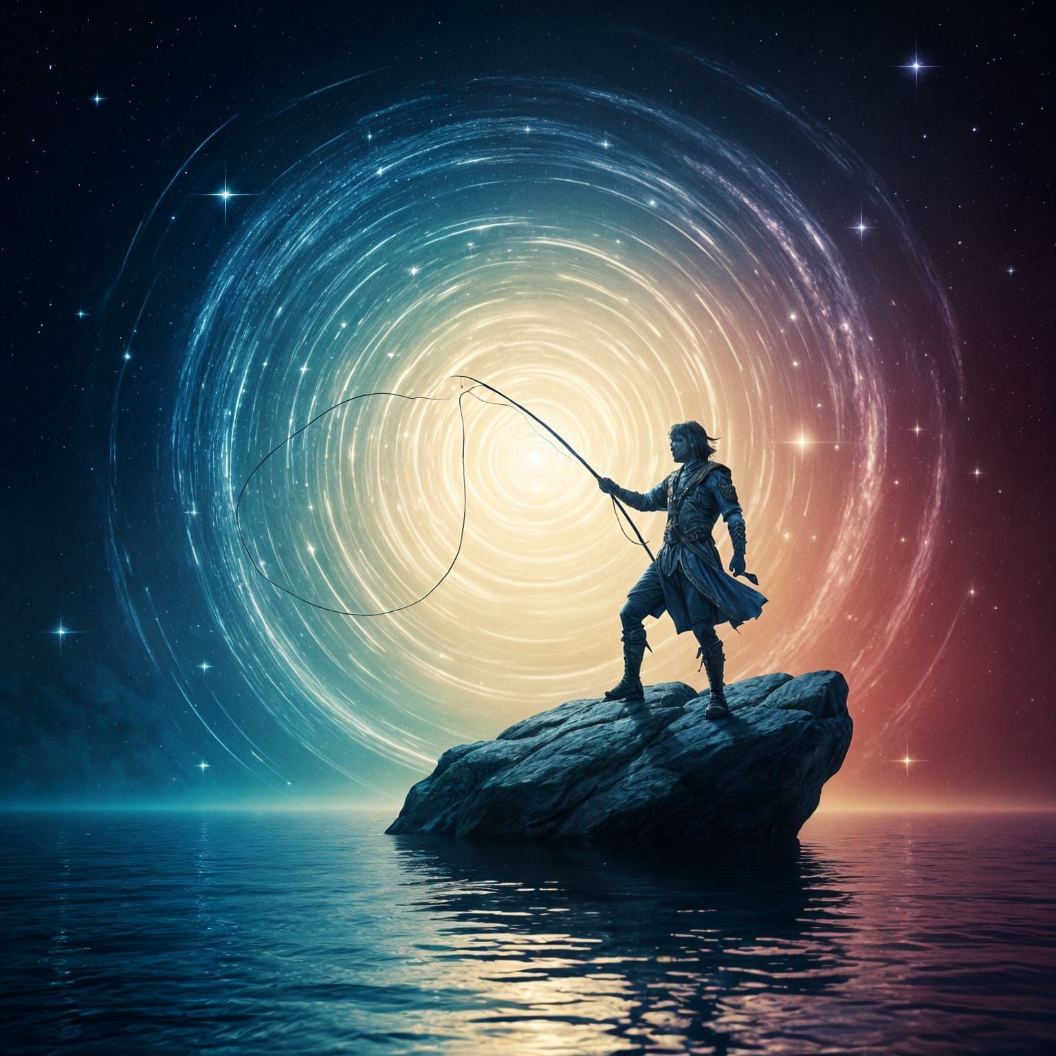 Celestial Fisherman Casting Thread into Star Sea