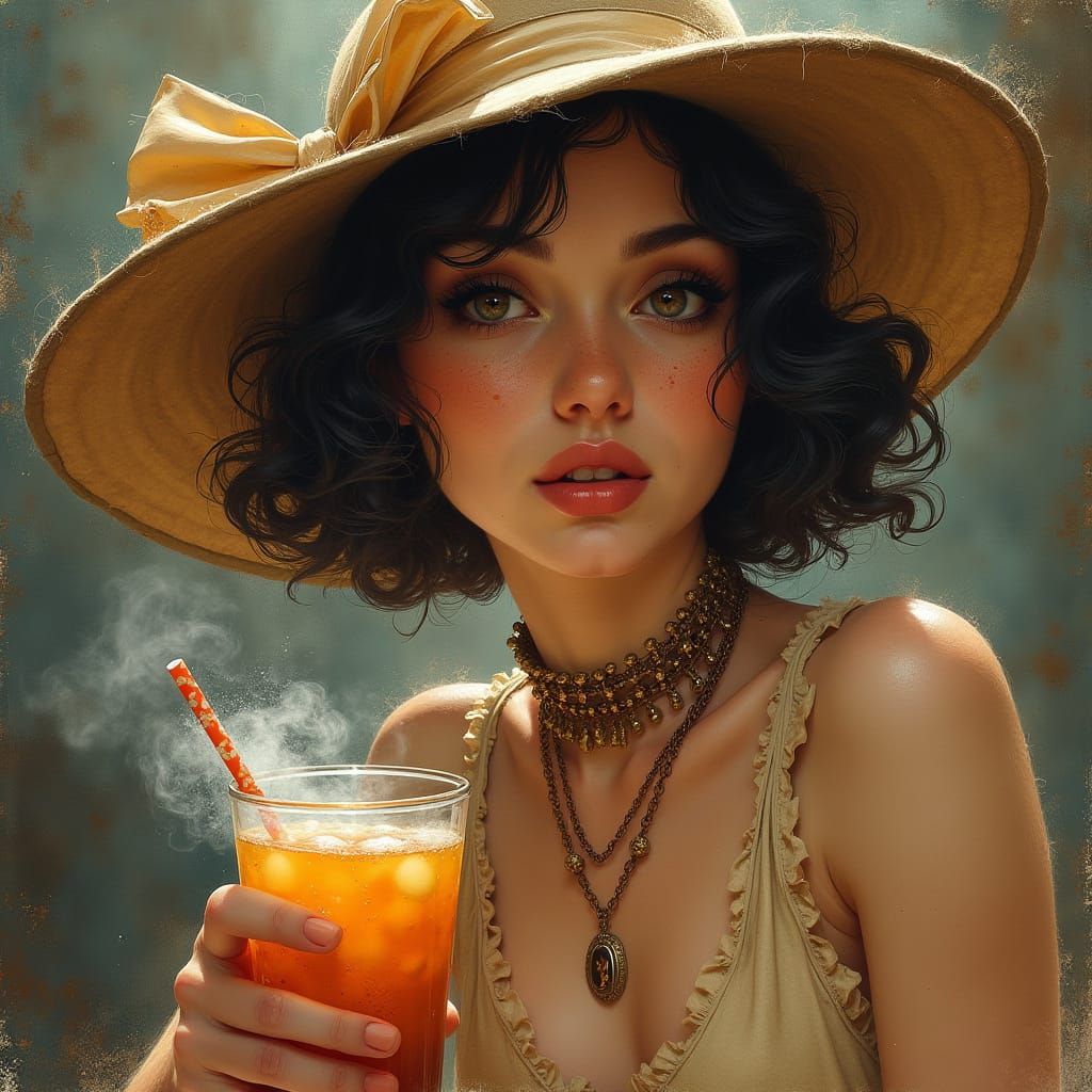 Art Deco Flapper Girl Portrait in Speakeasy