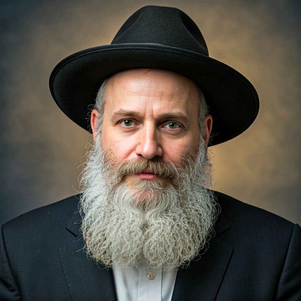 Hasidic Man in Traditional Attire, Close-Up Portrait