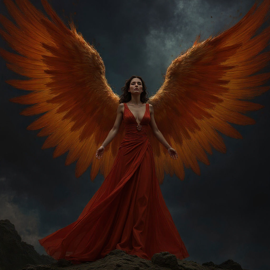 Fiery Winged Woman Digital Art