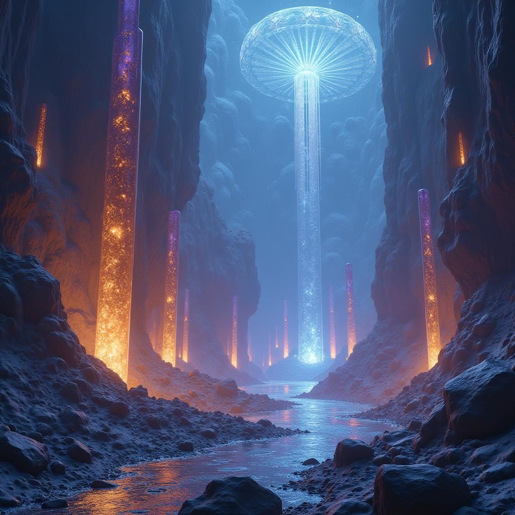 Celestial Realm Landscape in Matte Painting Style