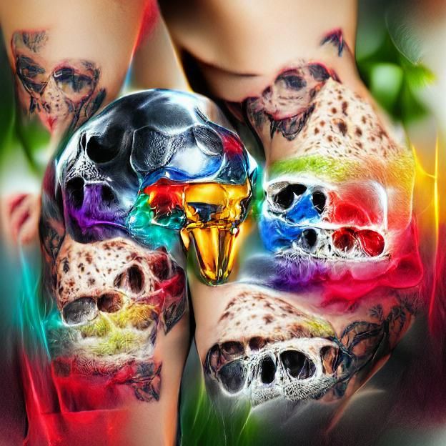 Skull with Crystal Tattoo Art