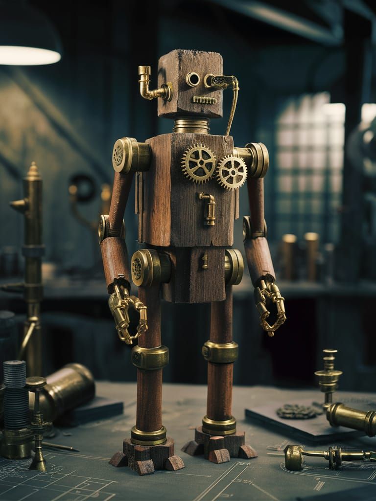 Steampunk Wooden Automaton Prototype in Workshop