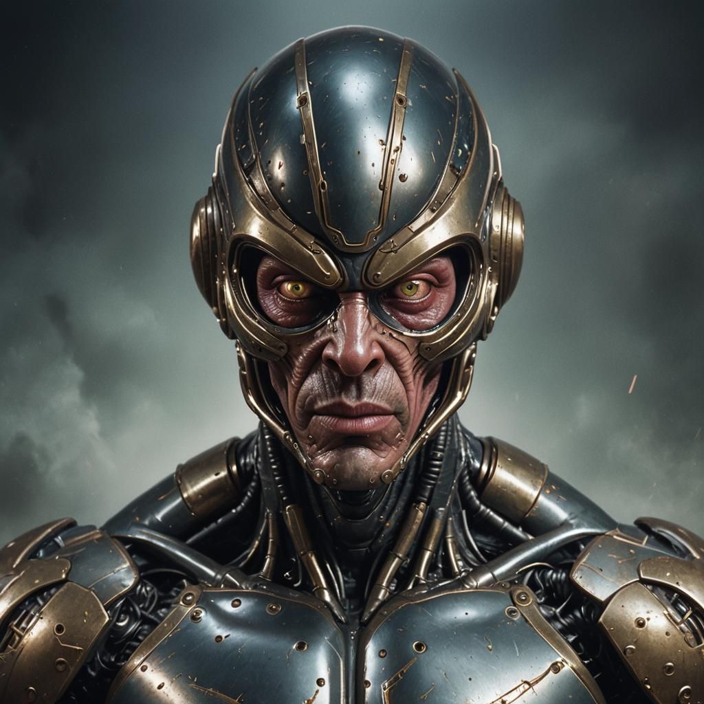 Hyperrealistic Portrait of an Alien Bodybuilder