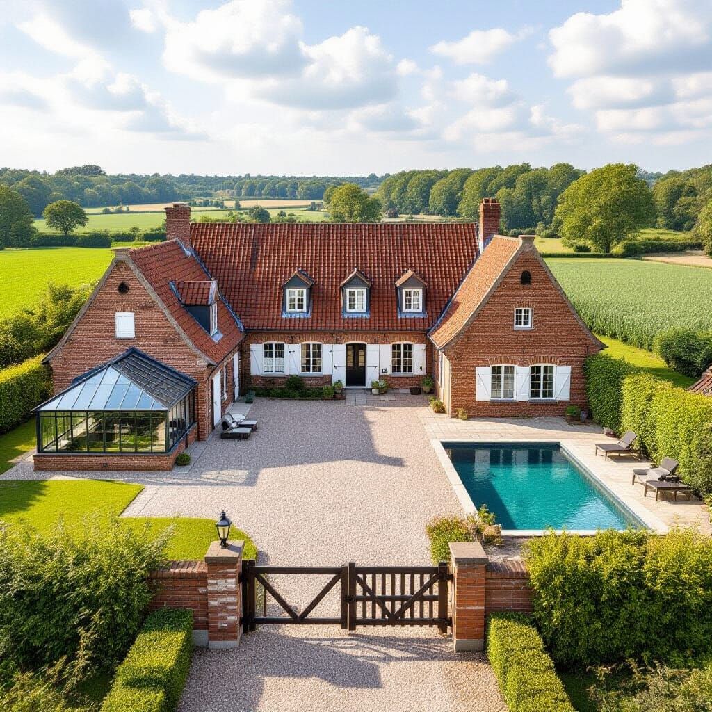 Belgian Farmhouse Estate Aerial Photograph