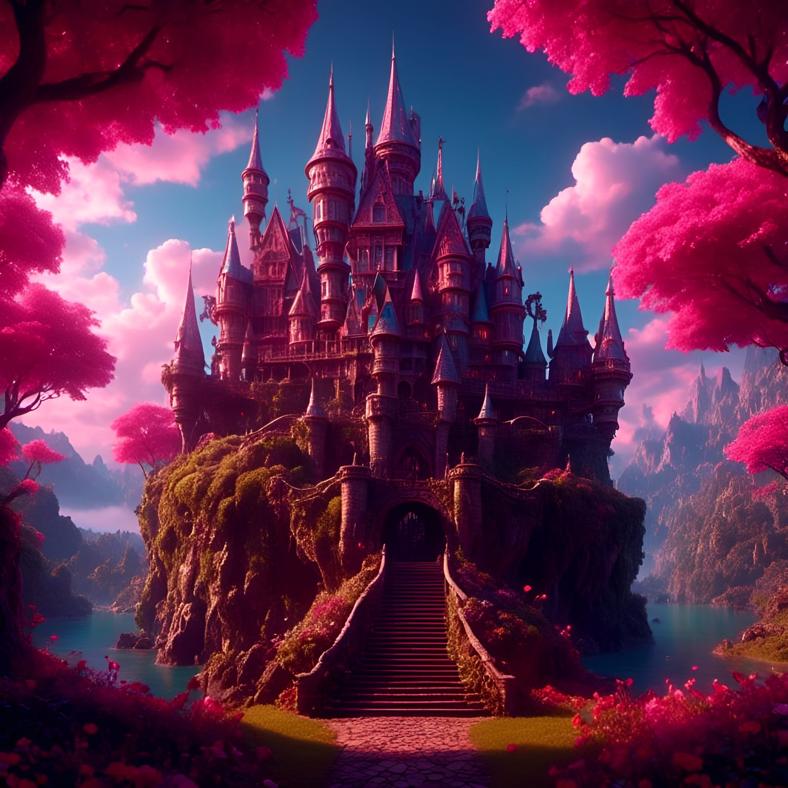 Psychedelic Fantasy Castle in AI Art Style