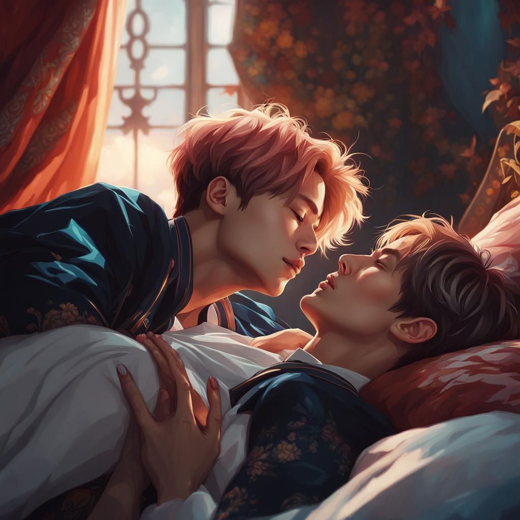 Passionate Embrace: Intricate Portrait in Digital Art Style