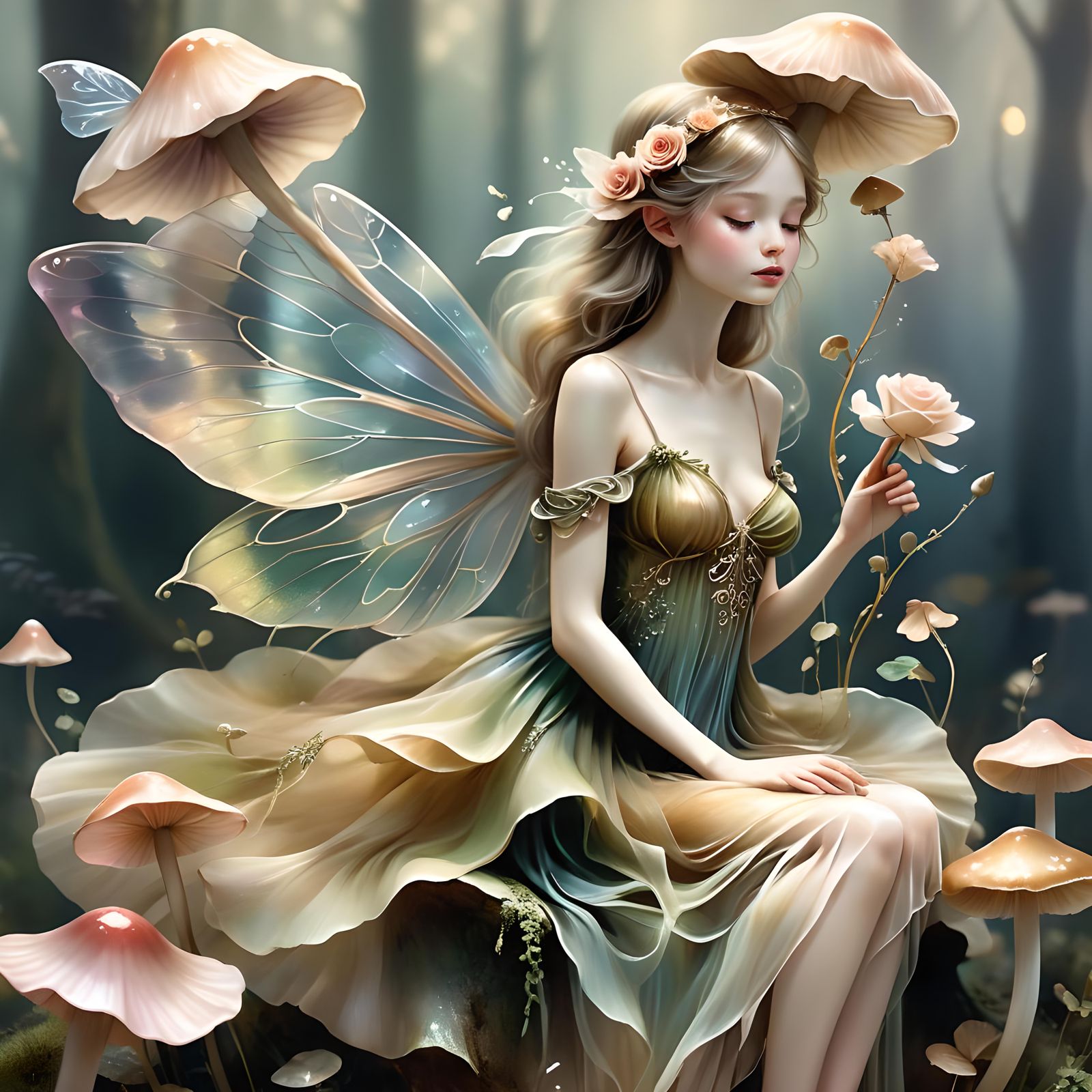 Ethereal Rose Fairy in Fantasy Art Style