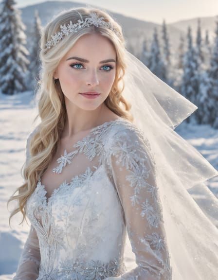 Icy Bride in Winter Landscape