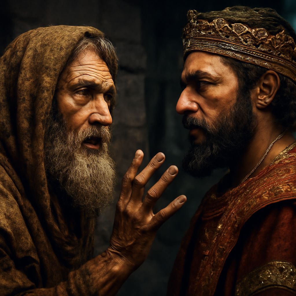 Elijah Confronts King Ahab in Moody Cinematic Scene