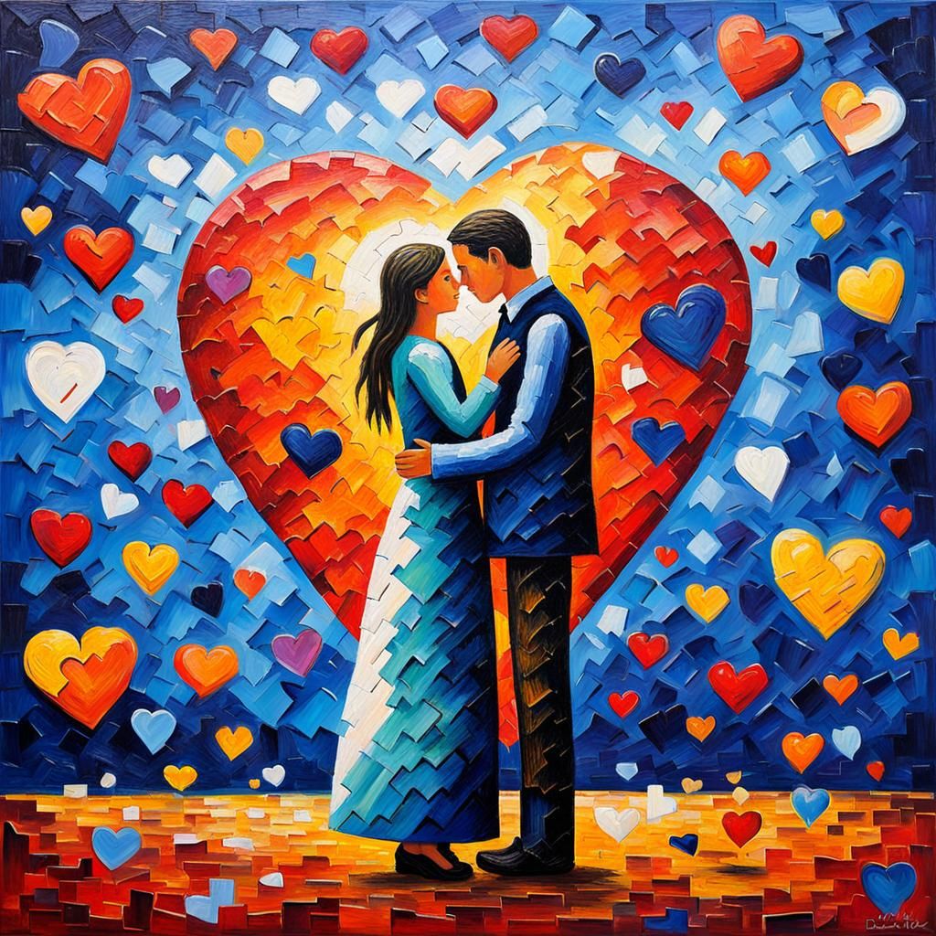 Colorful Puzzle Pieces in Neo-Impressionist Style