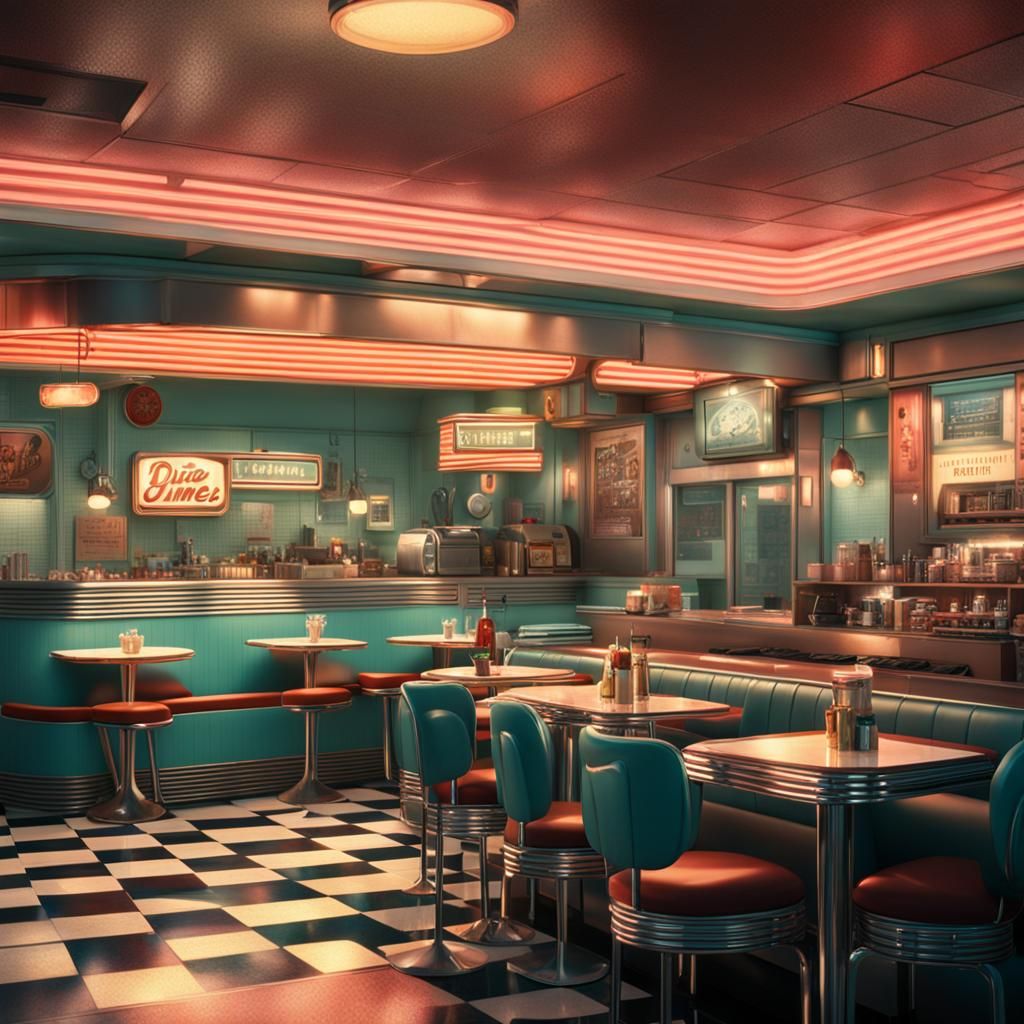 Classic 1950s Diner: Digital Matte Painting