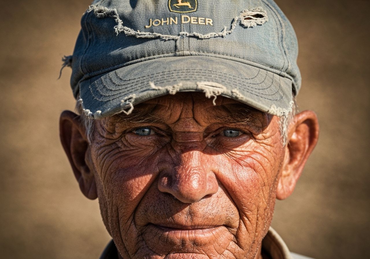 Weathered Midwest Farmer Portrait in Dramatic Light