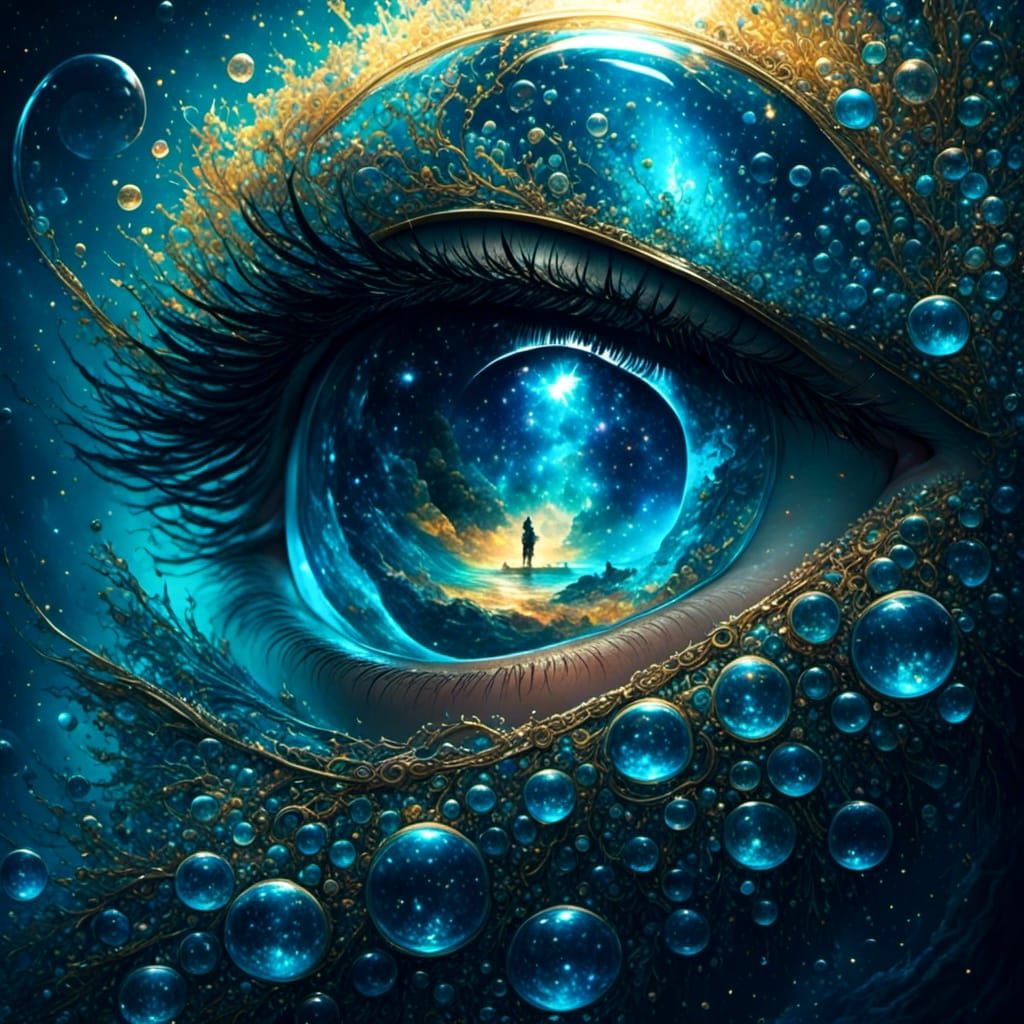 Dream Bubble Above Sleeping Man, Hyperreal Painting