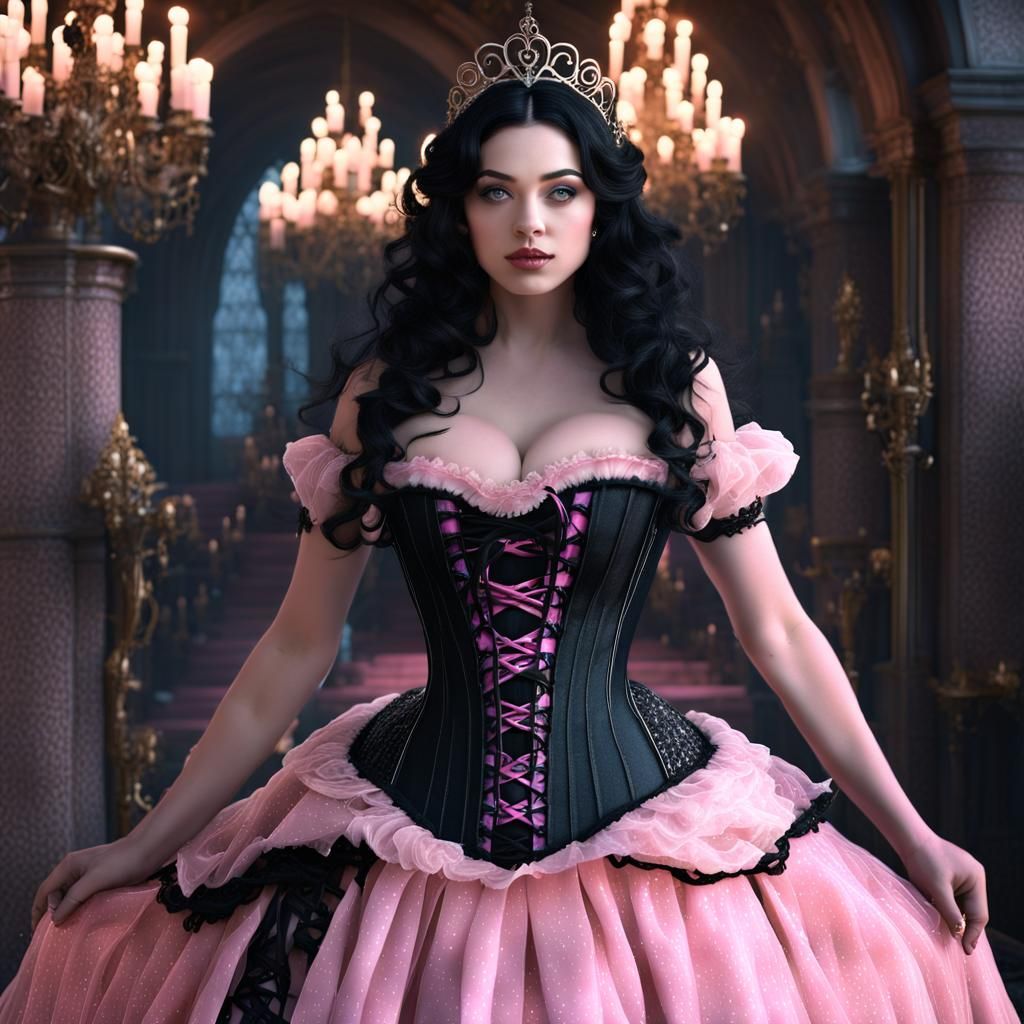 Gothic Fairytale Aurora in Pink and Black Corset