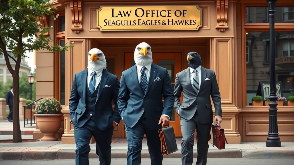 Anthropomorphic Seagulls and Eagles in a Nostalgic Small-Tow...