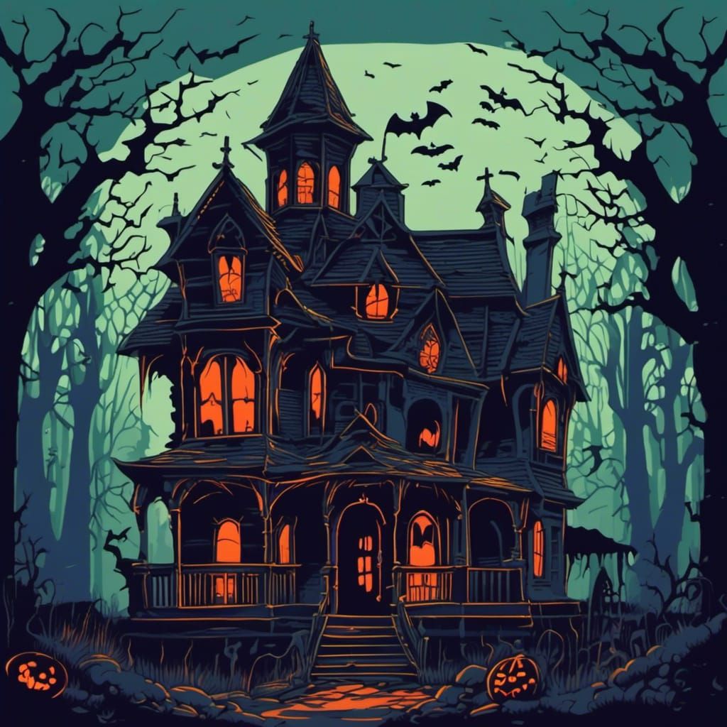 Hanna-Barbera Style Haunted House Vector Art