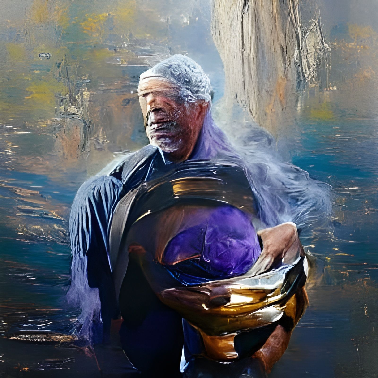 Morgan Freeman as Thanos: An Oil Painting