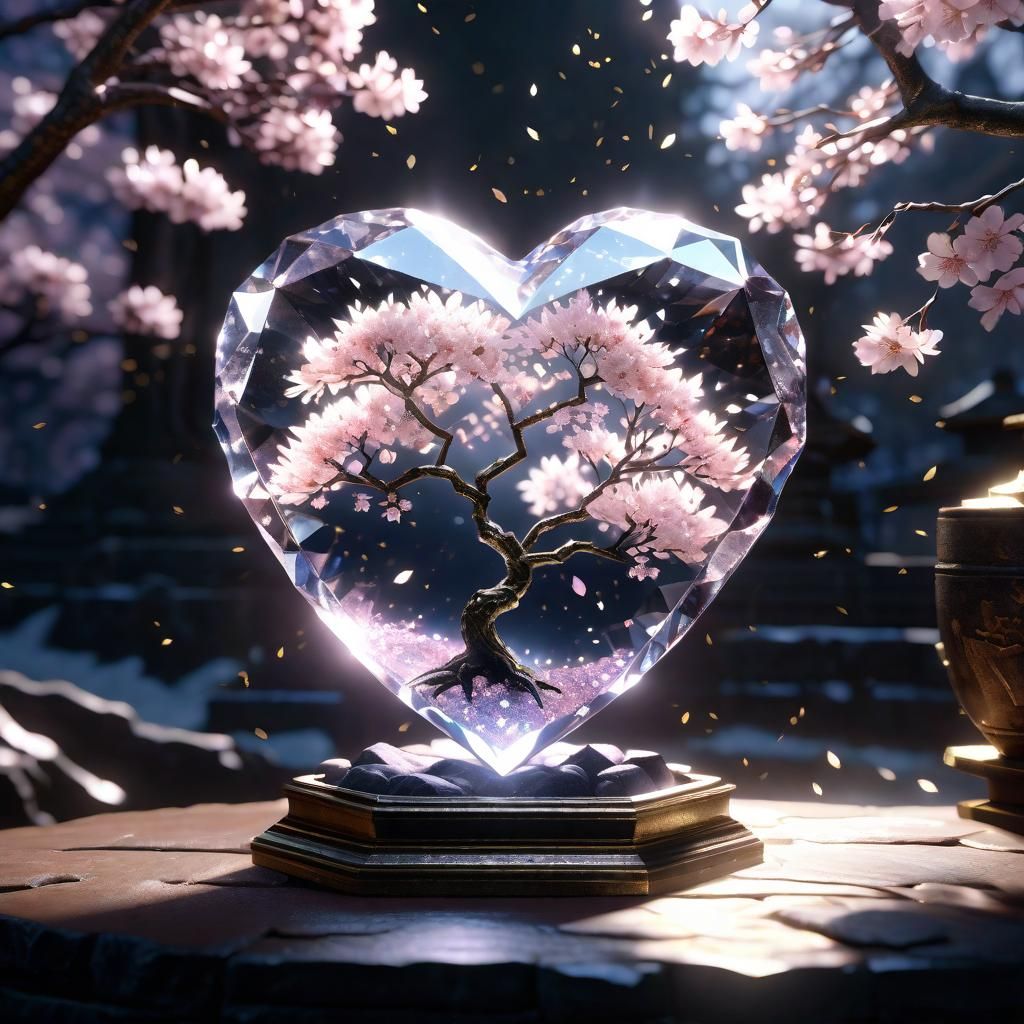 Sakura Glass Heart