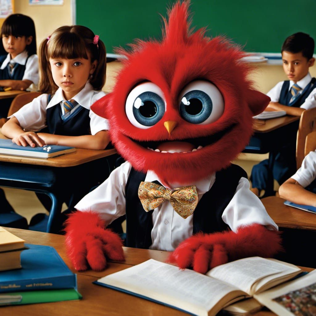 Cute Monster Student in Professional Photography Style