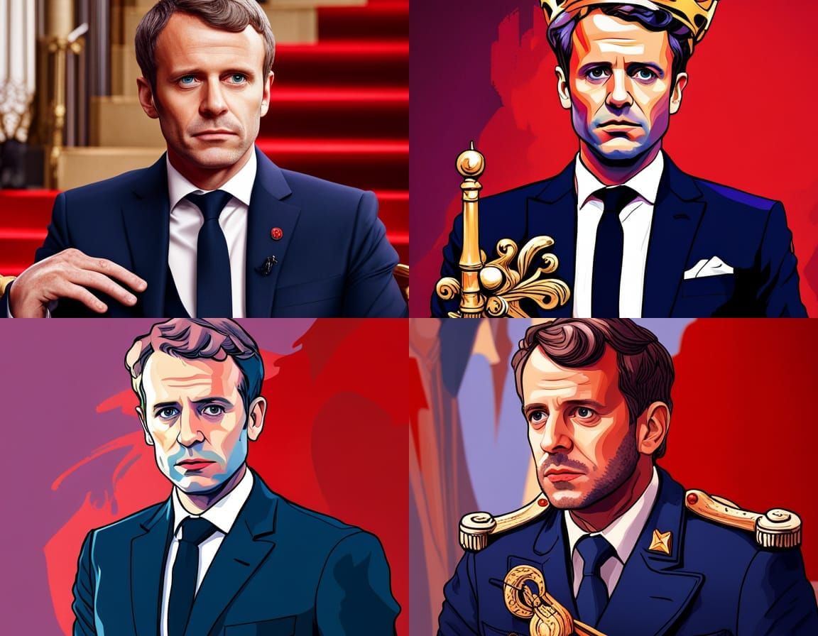 Macron as Game of Thrones Character, Mucha Style