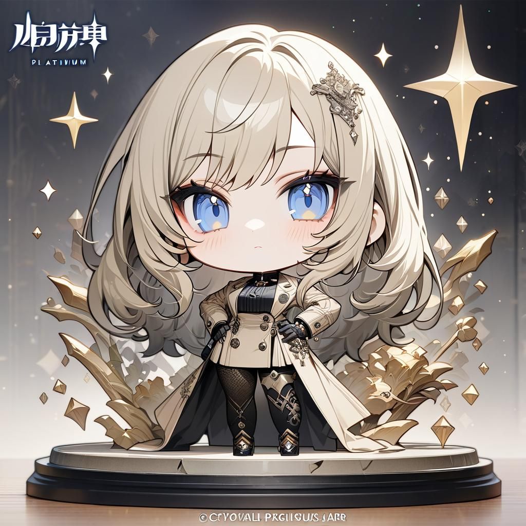 Chibi Girl with Platinum Hair and Sparkle
