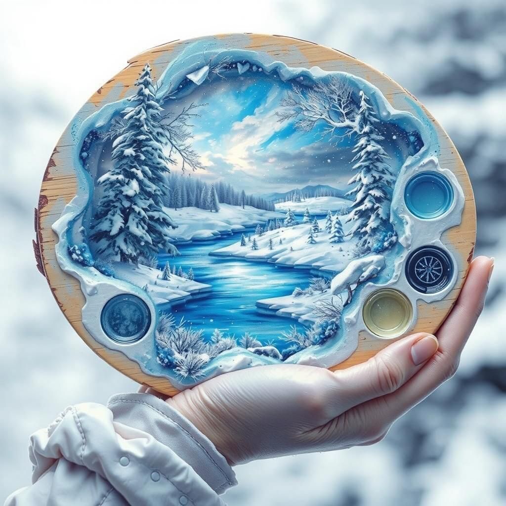 Winter Scene Double Exposure on Paint Palette