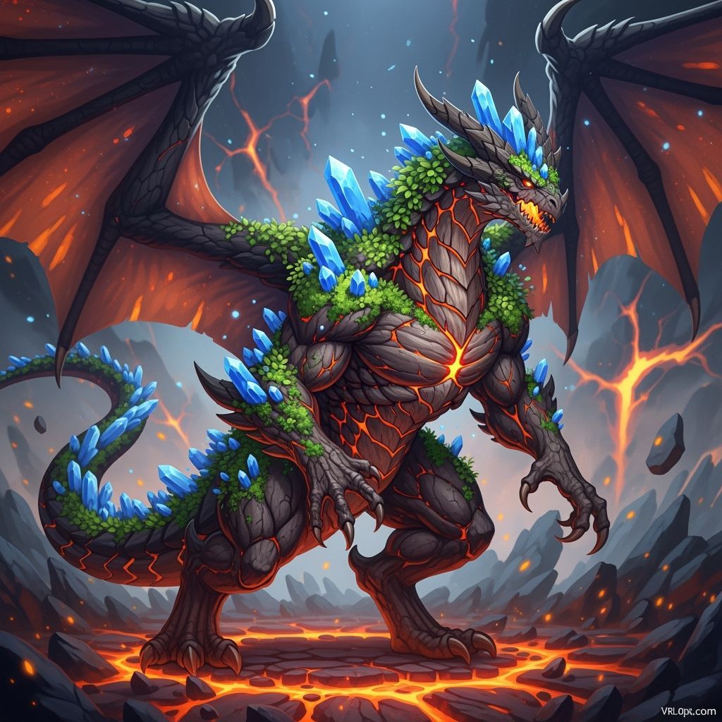 Majestic Earth Dragon in Detailed 3D Anime Style
