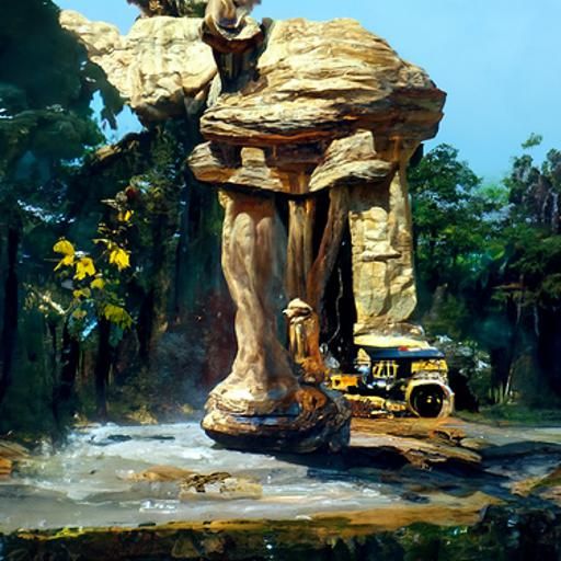Ancient Statue in Oil Painting Style