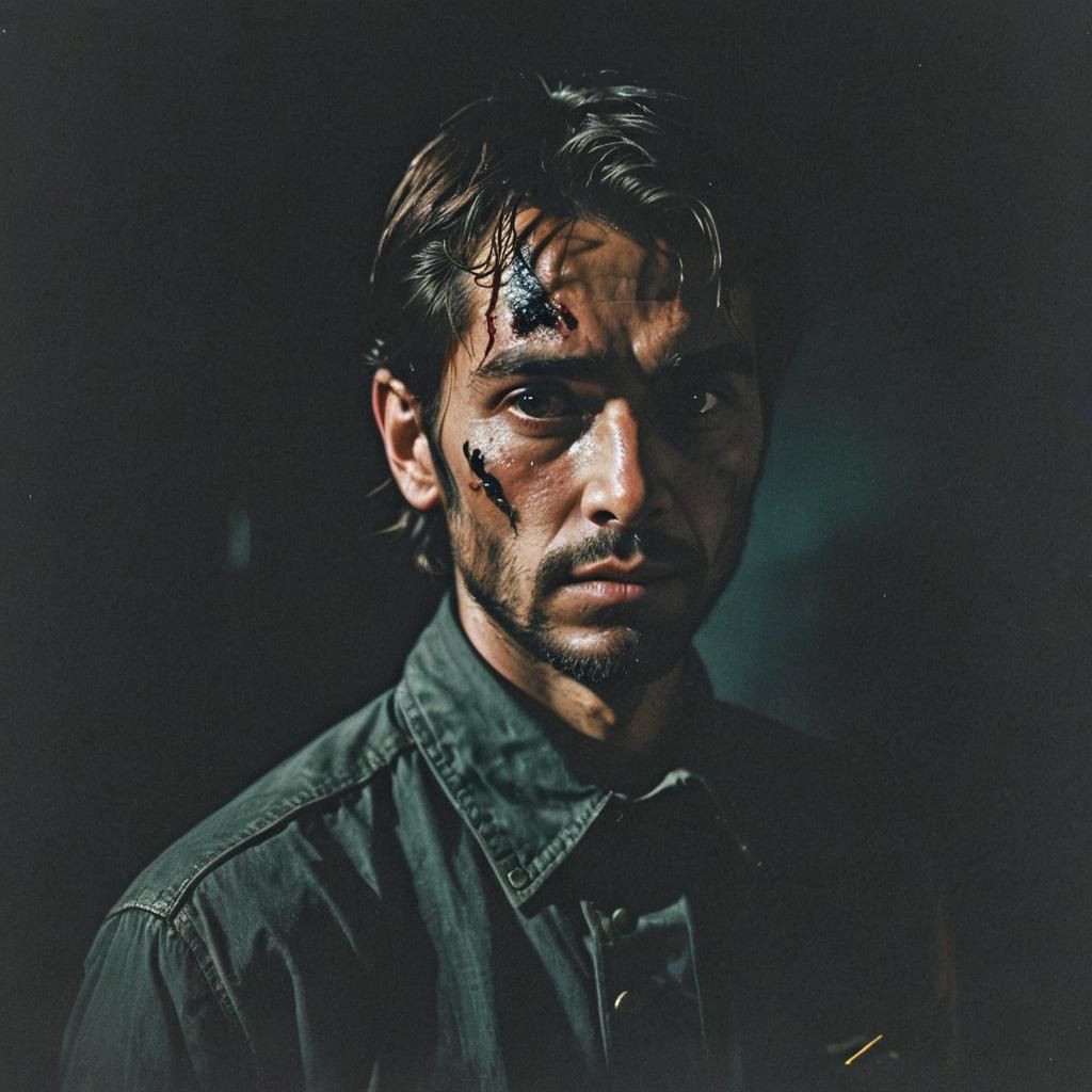 Dramatic Cinematic Film Still of a Dark Inner Self