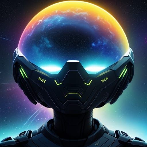 Alien Life Form Soaring Through Space in Neon