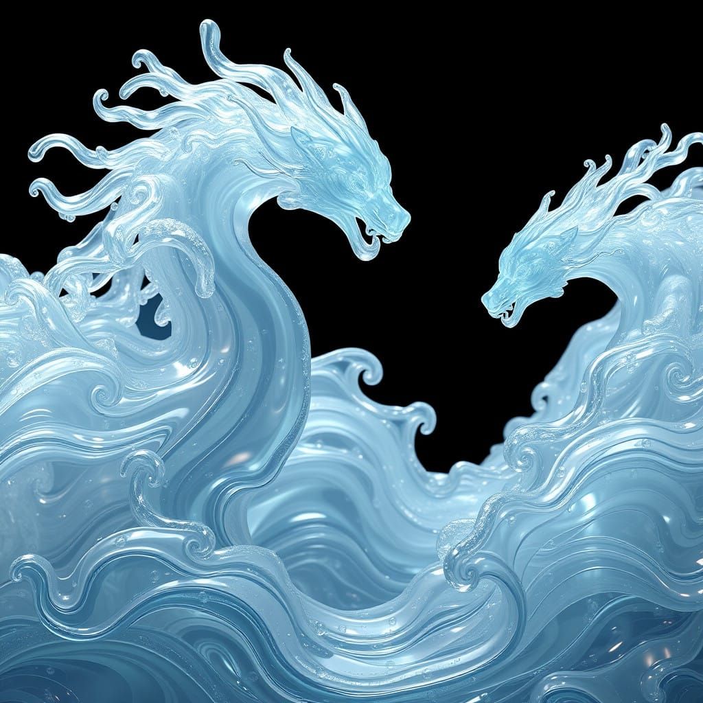 Water Elementals in a Liquid Realm, Ethereal and Translucent