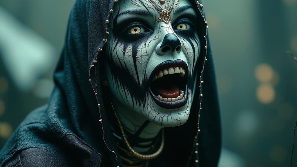 Gothic Zombie with Cracked Porcelain Skin