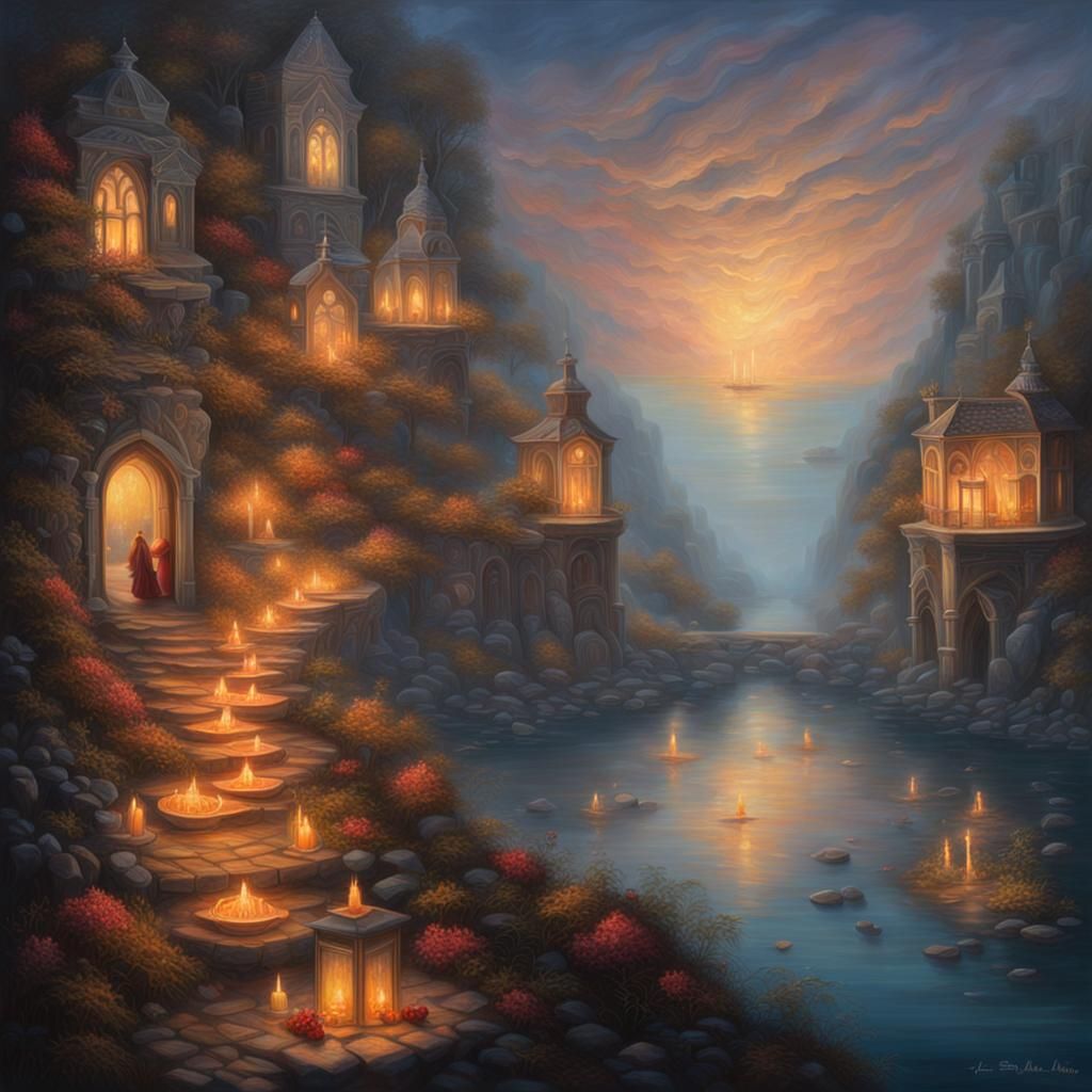 Ethereal Candlelit Scene in Hyperdetailed Fantasy Style