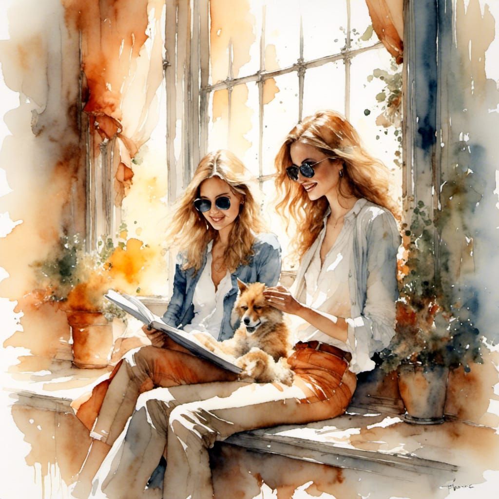 Dreamcore Portrait of Young Reader in Window Nook