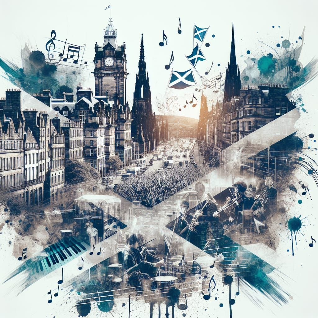 Edinburgh Double Exposure in Manhwa Style