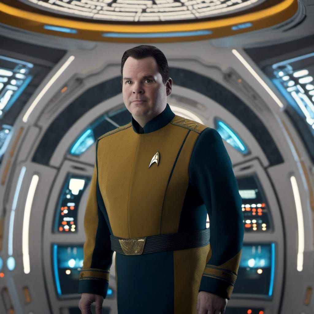 <lora:Face model:1.0> in star trek uniform on the star ship enterprise