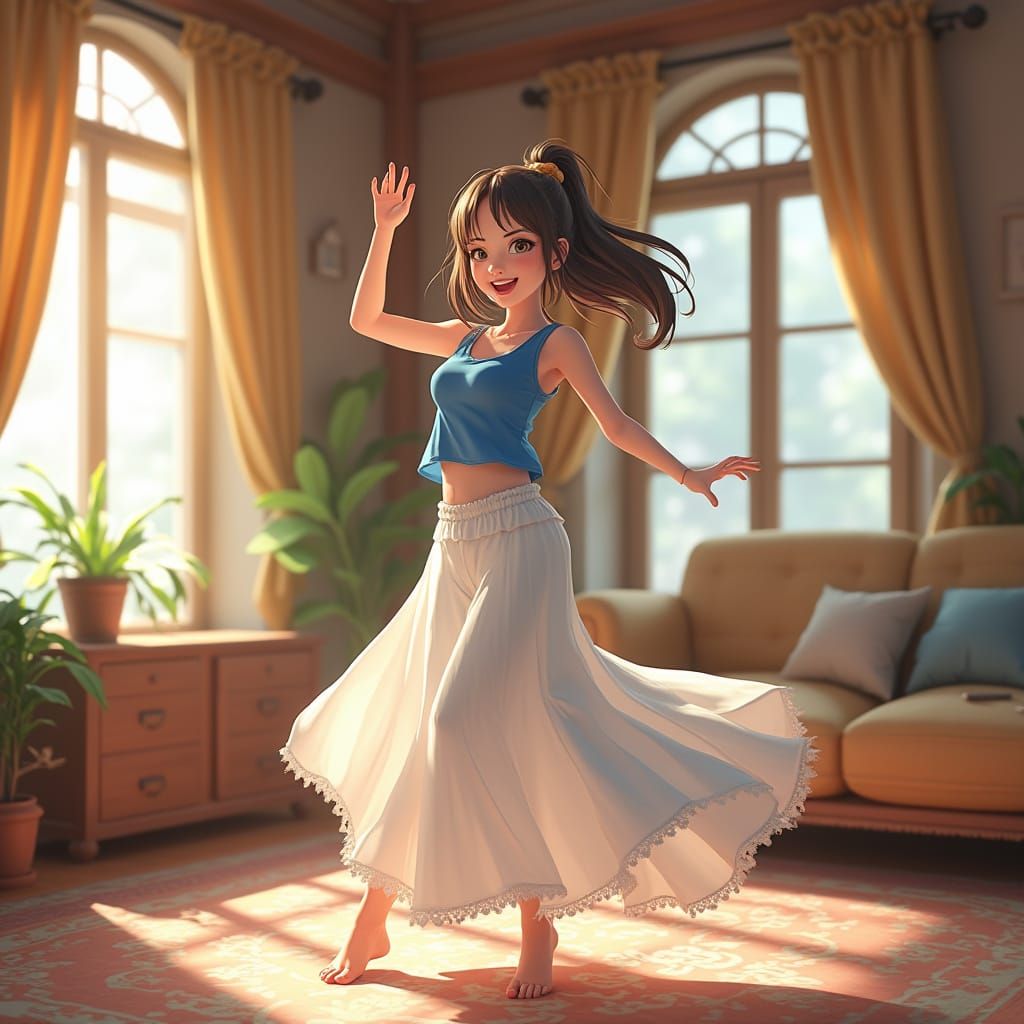 Joyful Dance: Anime Art Inspired by WLOP and Genshin