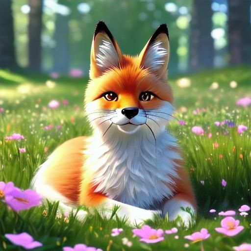 Fox in Sunny Meadow Nature Photography