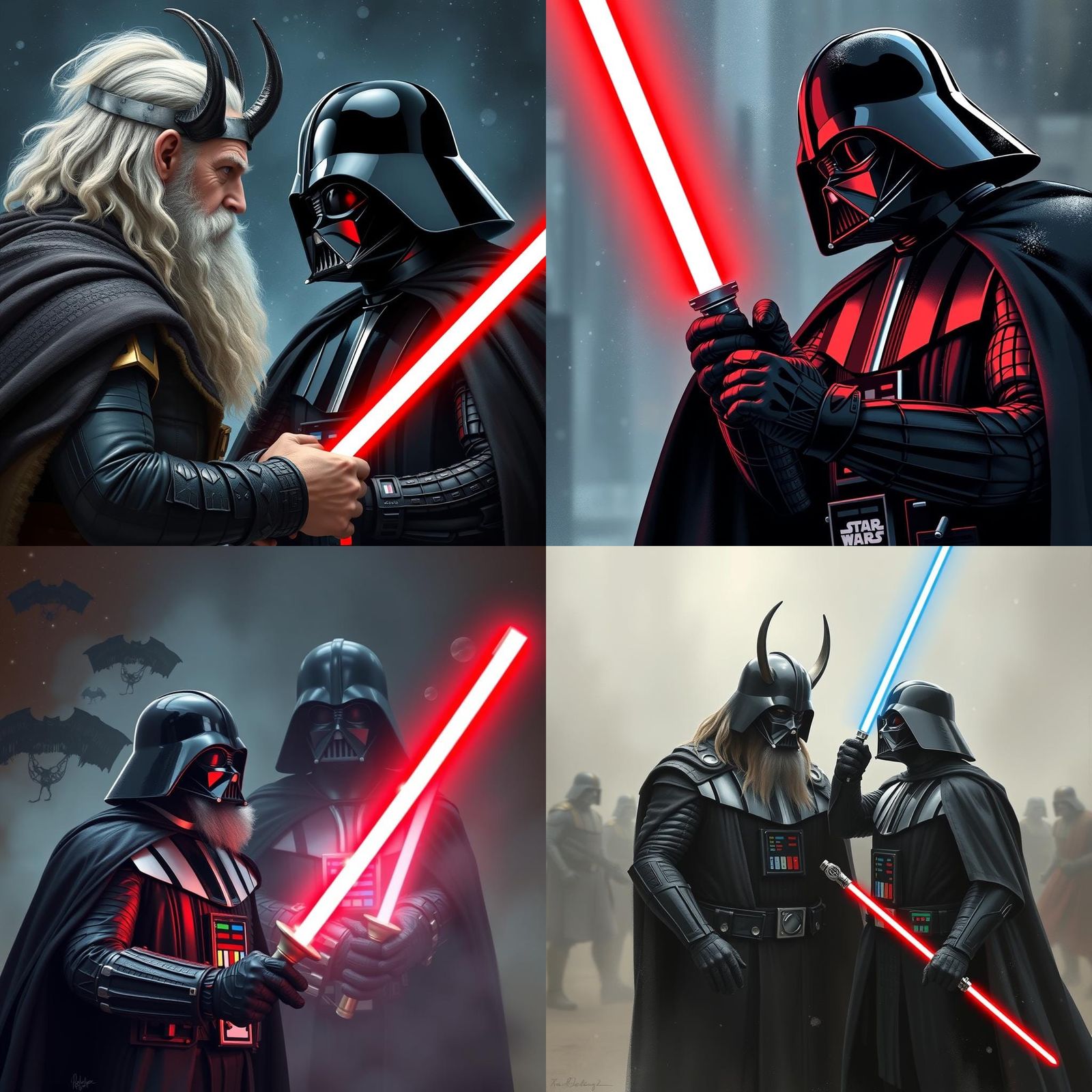 Odin and Darth Vader Meet: Crossover Art