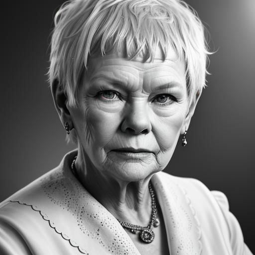 Elegant Black and White Portrait of Judi Dench