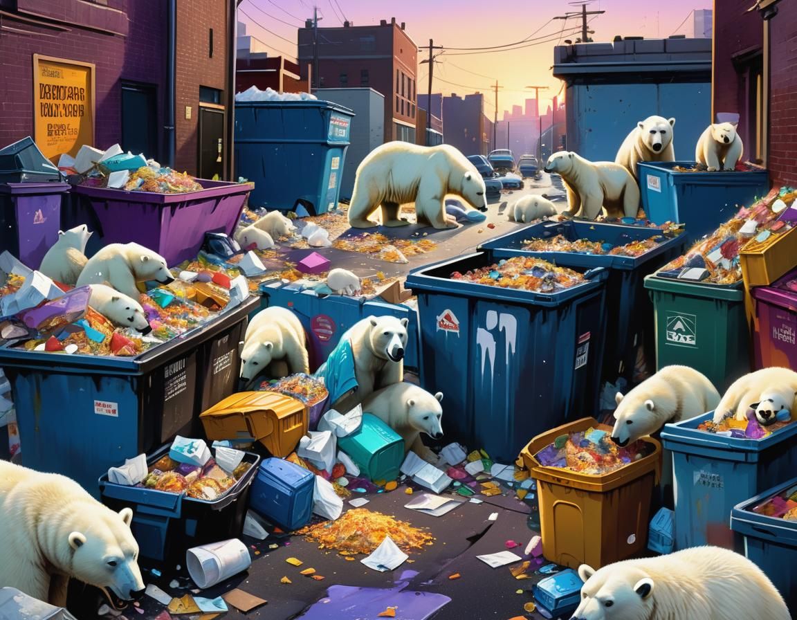 Polar Bears Feast: Vibrant Concept Art Illustration