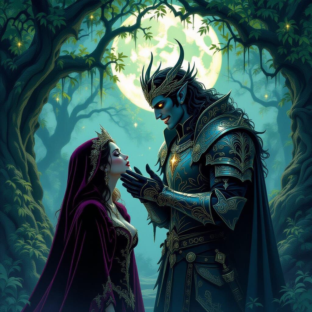 Fae King Hunts Mortal in Ethereal Forest