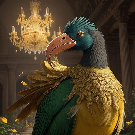 Baroque Oil Painting of a Dodo Bird in Ruins