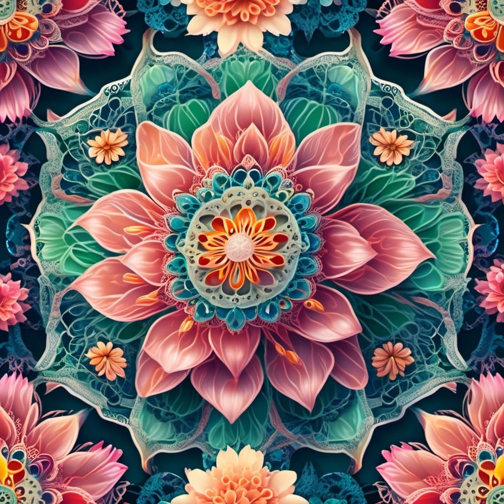Lace Art: Whimsical Lotus Petal Flower Mandala