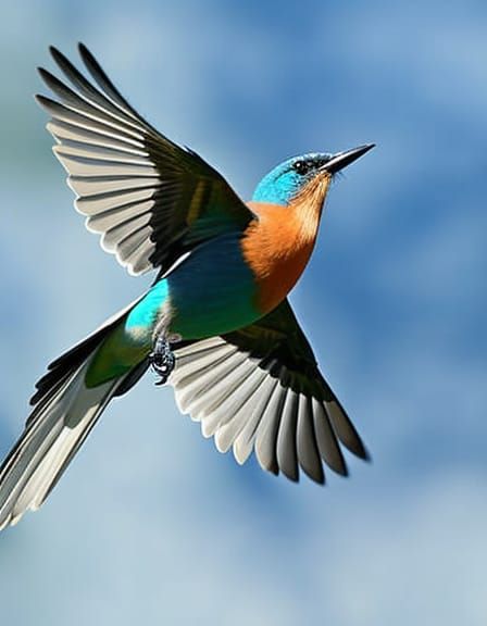 Hyperrealistic Portrait of a Blue Bird in Autumn